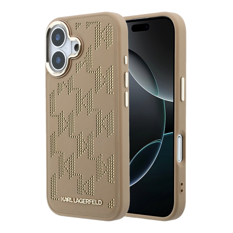 Karl Lagerfeld PU Perforated Monogram MagSafe Zadní Kryt pro iPhone 17 Beige