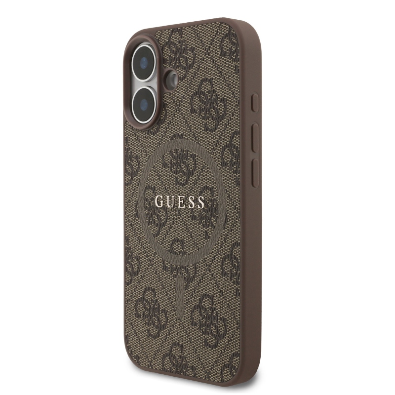 Guess PU Leather 4G Colored Ring MagSafe Zadní Kryt pro iPhone 17 Brown