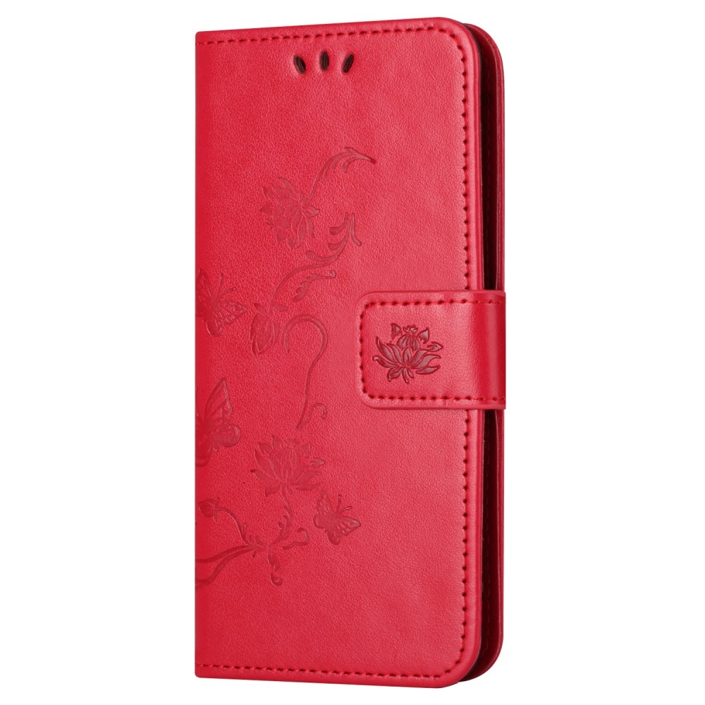 Flower knížkové pouzdro na Xiaomi Redmi 12 4G/5G - červené