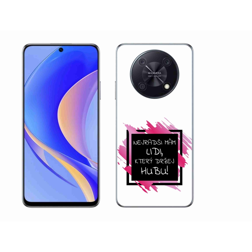 Gelový kryt mmCase na Huawei Nova Y90 - vtipný text 7 černobílé pozadí