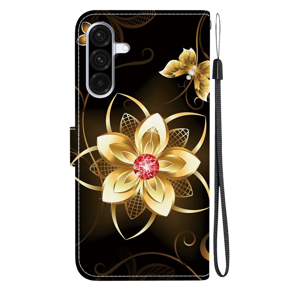 Versatile knížkové pouzdro na Samsung Galaxy A36 5G/A56 5G - zlatý květ