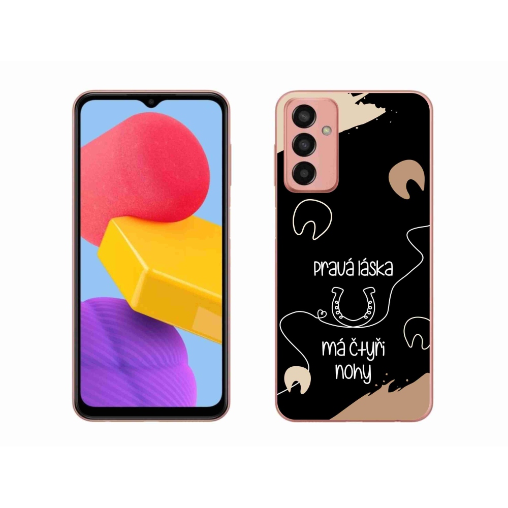 Gelový kryt mmCase na Samsung Galaxy M13 - koňský motiv černé pozadí