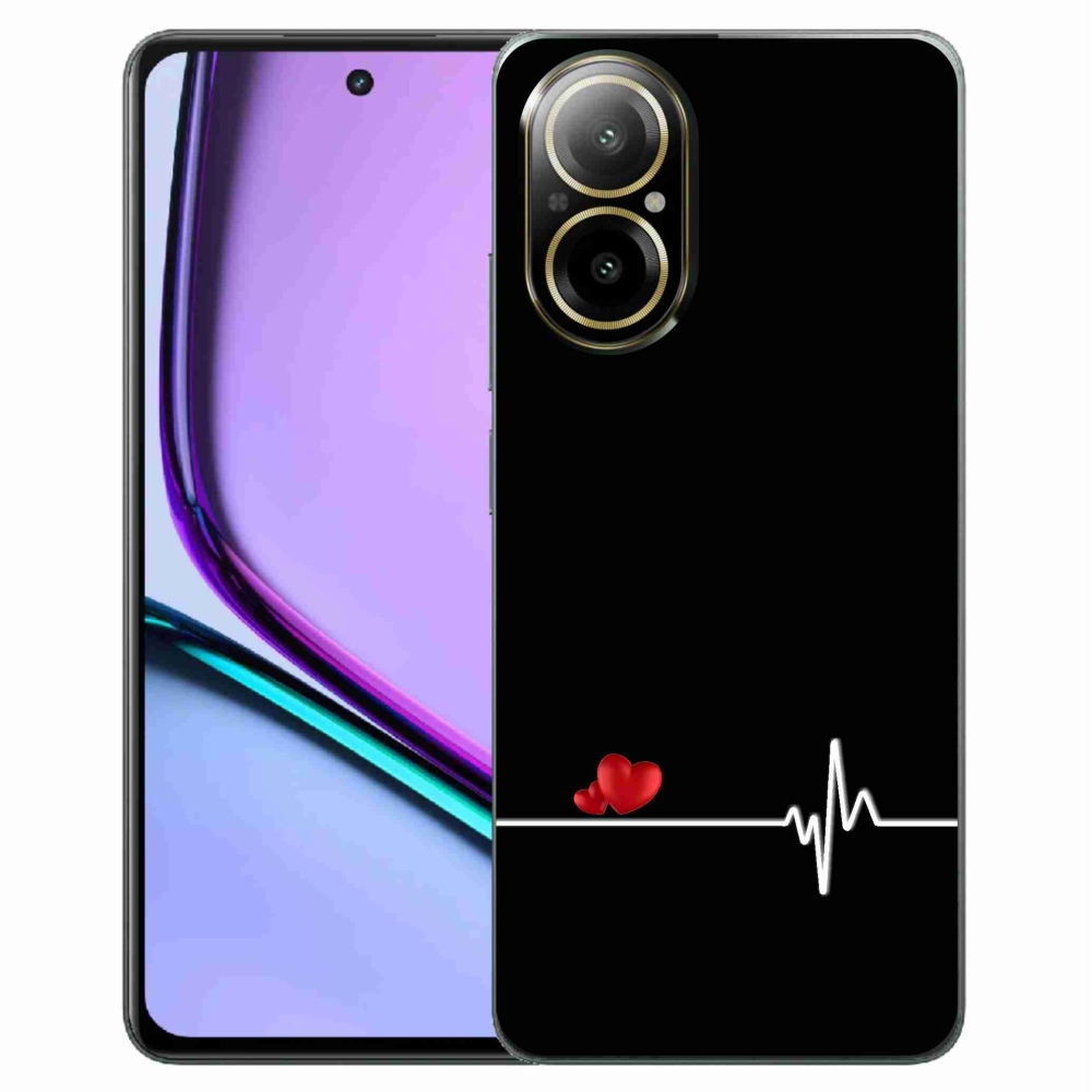 Gelový kryt mmCase na Realme C67 - srdce a tep černé pozadí