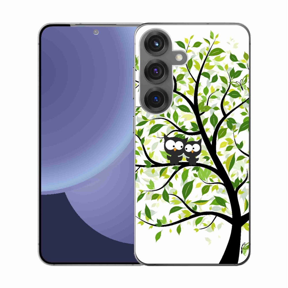 Gelový kryt mmCase na Samsung Galaxy S25 - sovičky na stromě