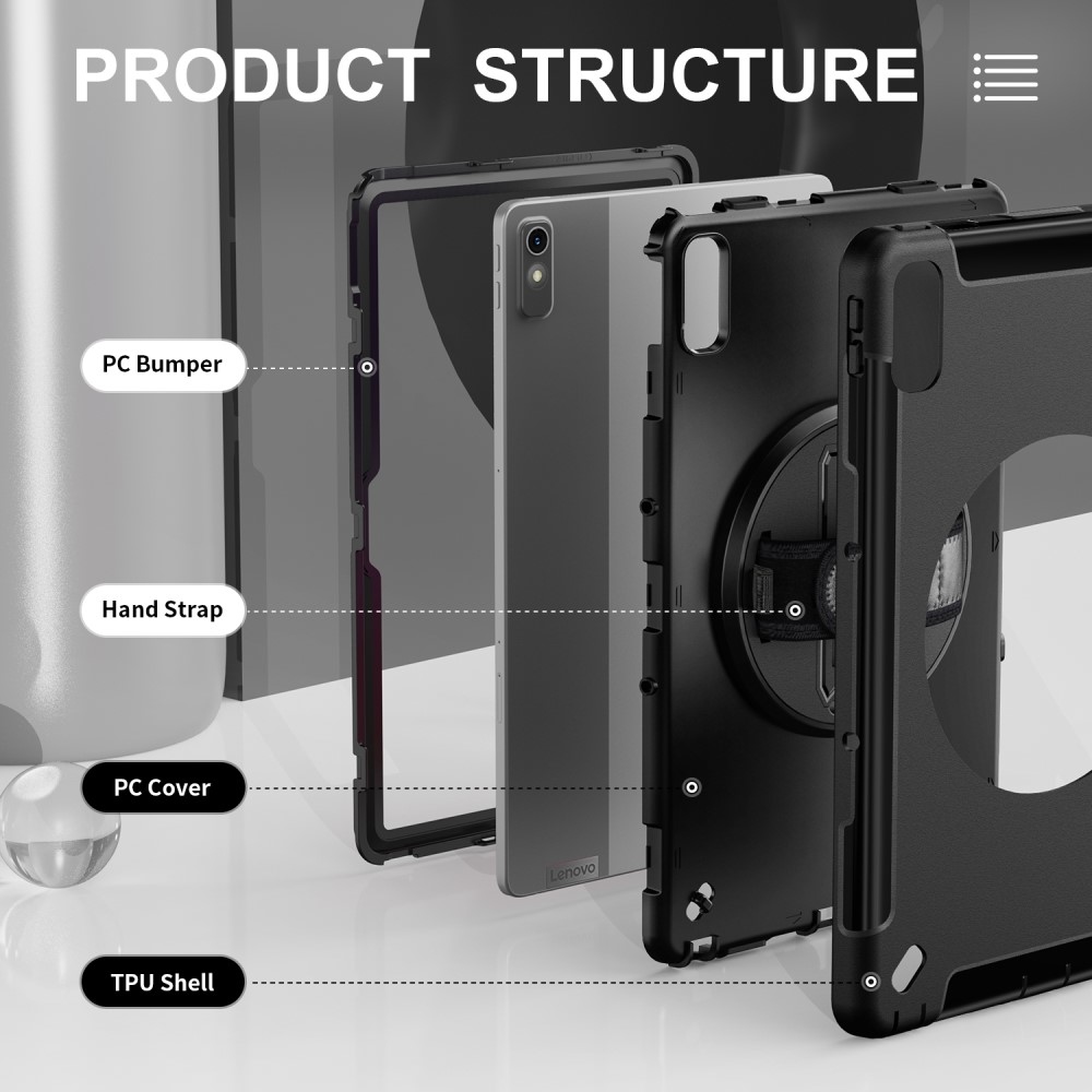 Strap odolný hybridní kryt s ochrannou na displej na Lenovo Tab P11 (2.Gen) - černý