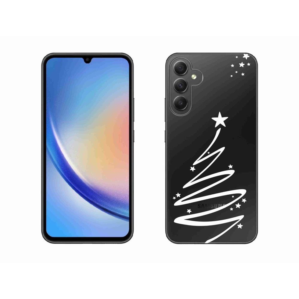 Gelový kryt mmCase na Samsung Galaxy A34 5G - bílý stromeček na průhledném pozadí