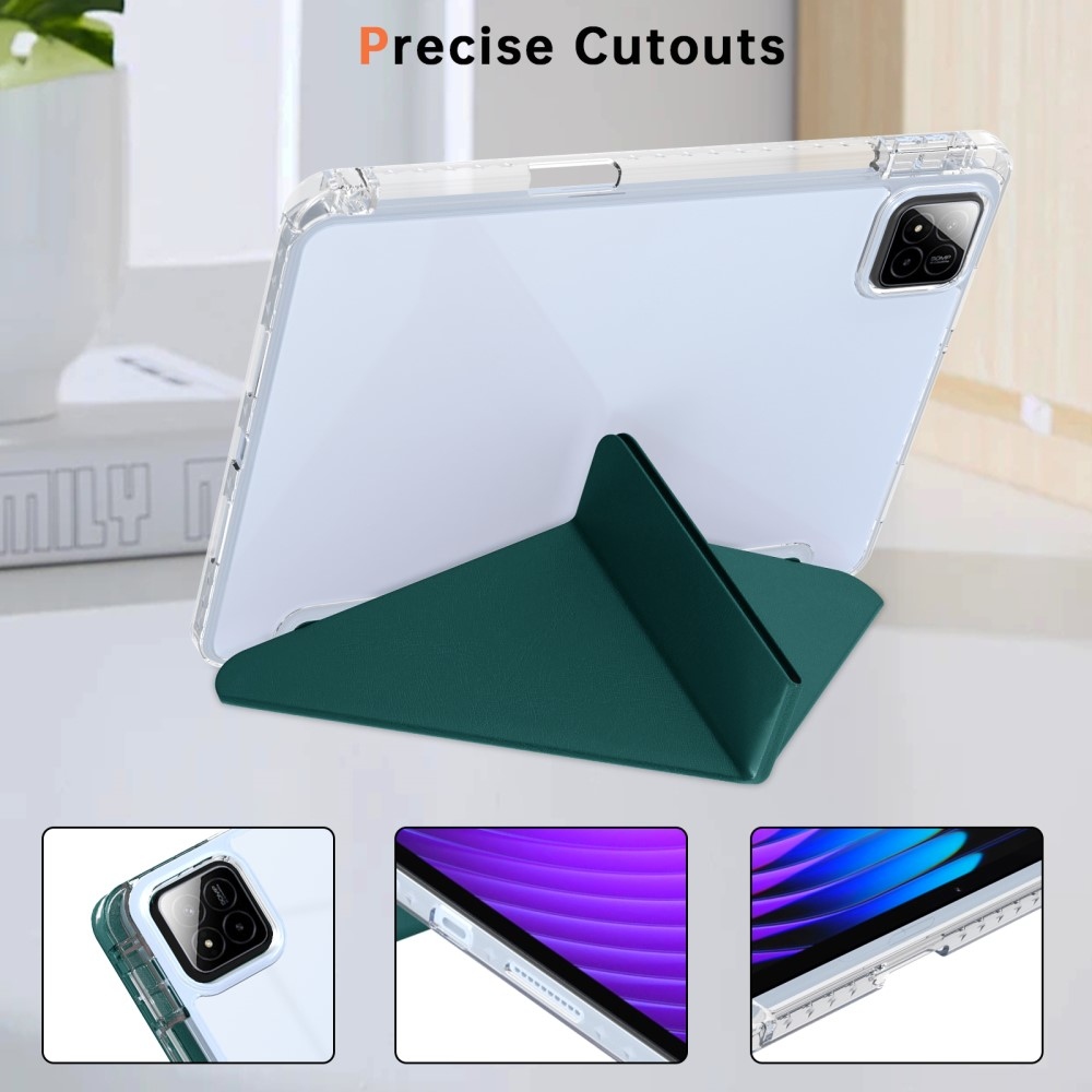 Origami chytré polohovací pouzdro na tablet Xiaomi Pad 7/7 Pro - tmavězelené