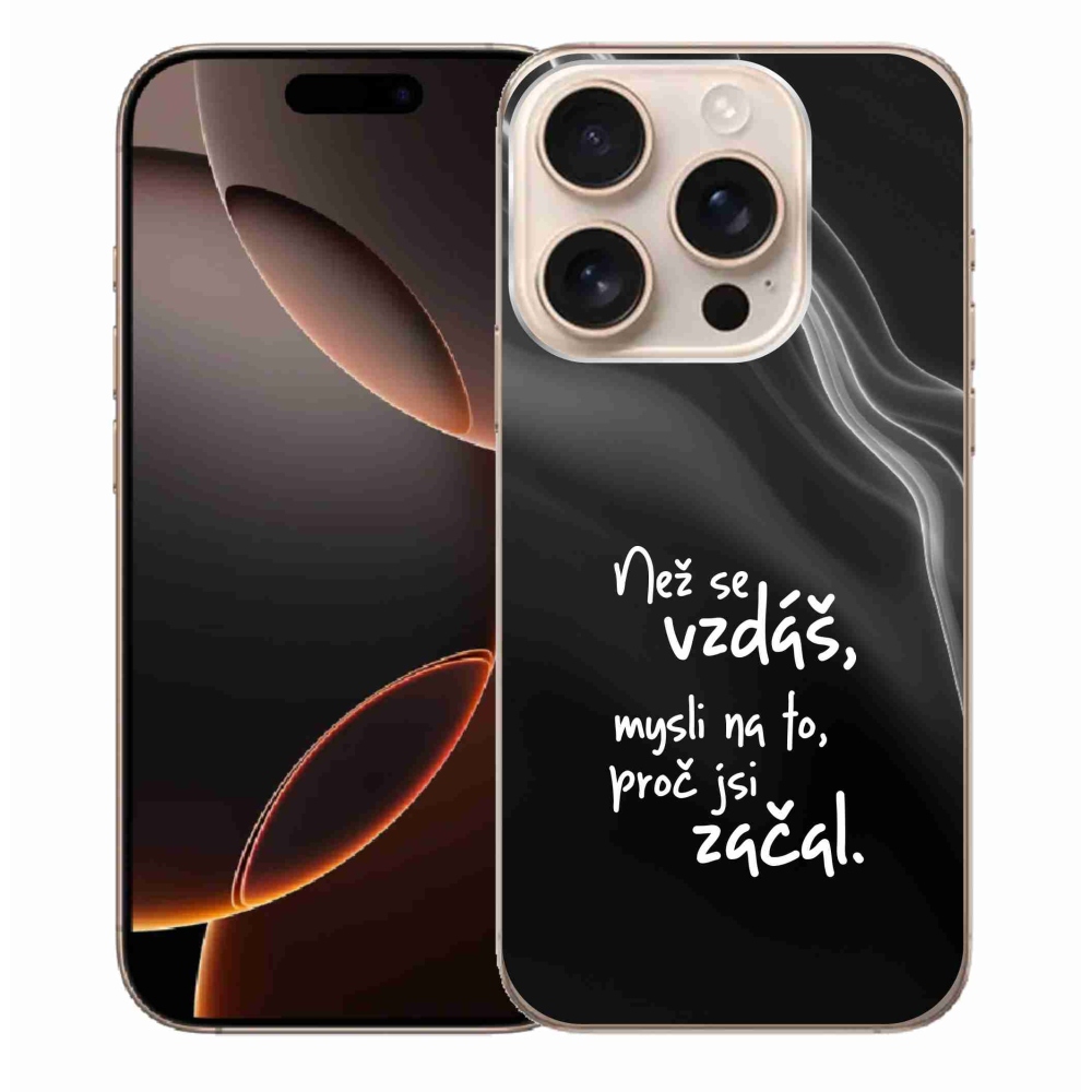 Gelový kryt mmCase na iPhone 16 Pro Max - citát 2 černé pozadí