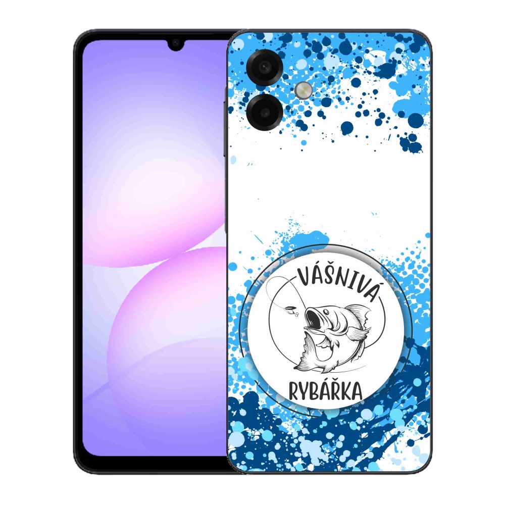 Gelový kryt mmCase na Samsung Galaxy A07 4G - vášnivá rybářka bílé pozadí