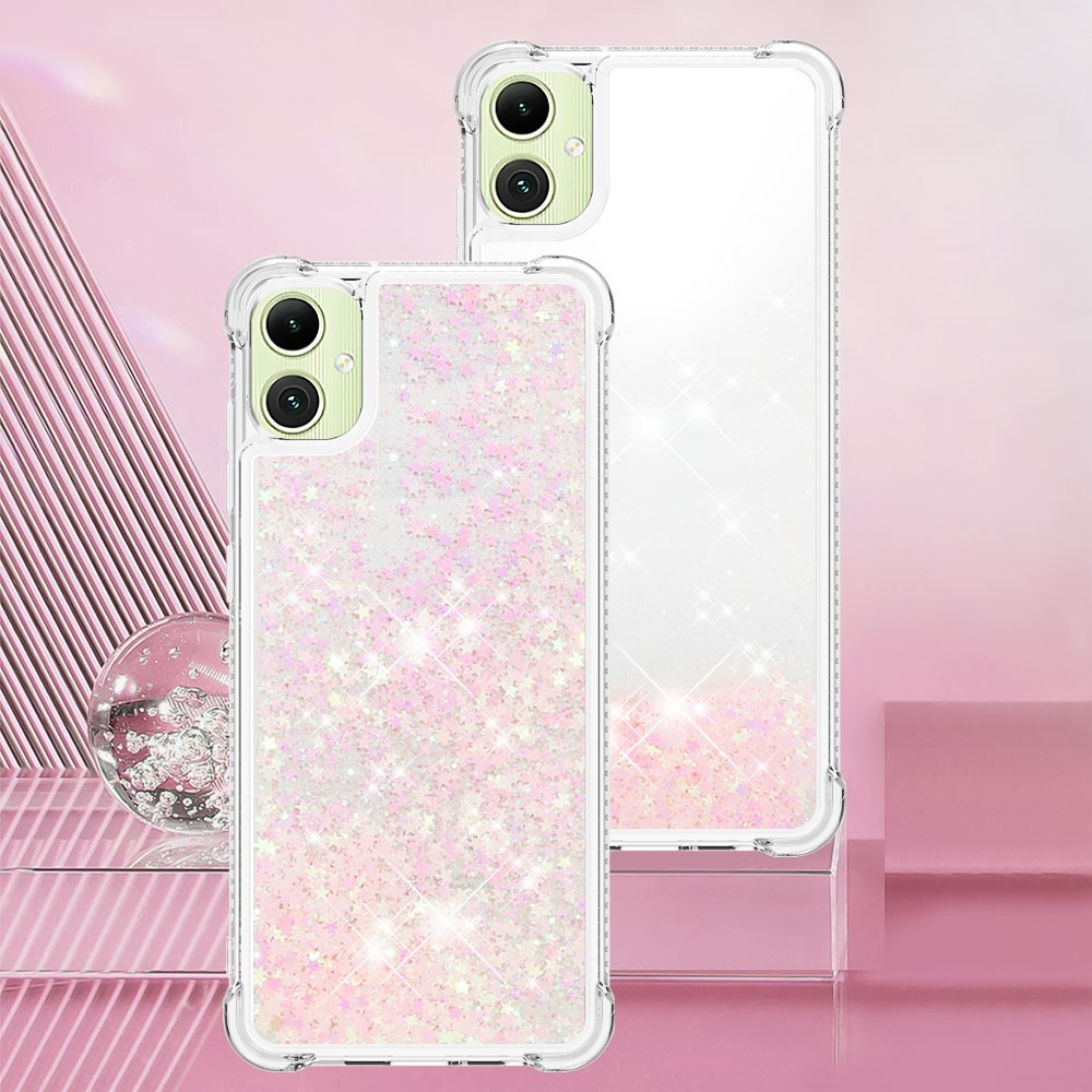 Glitter přesýpací gelový obal na Samsung Galaxy A06 4G - růžový/hvězdičky