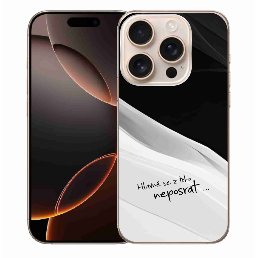 Gelový kryt mmCase na iPhone 16 Pro Max - vtipný text 13 bíločerné pozadí
