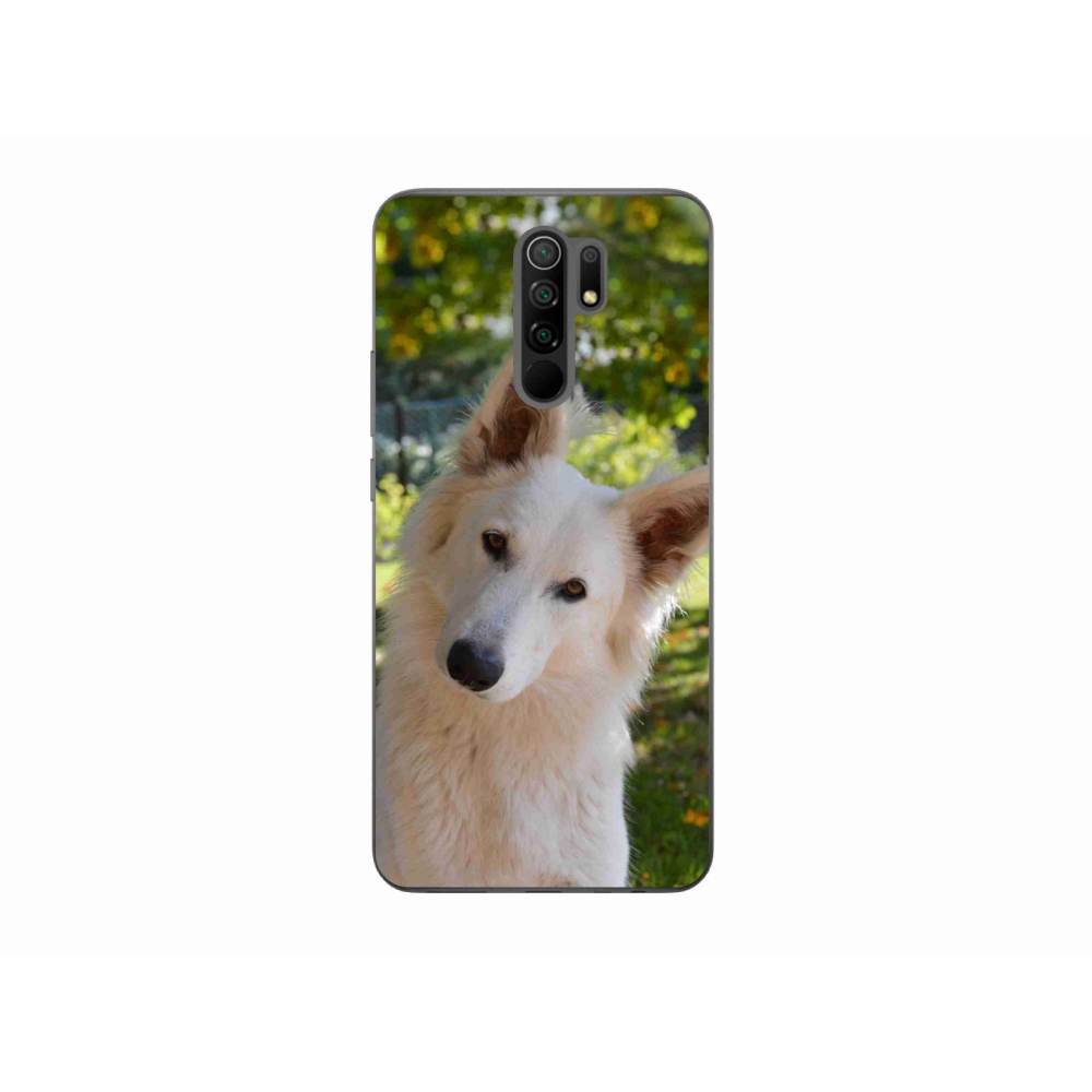 Gelový kryt mmCase na mobil Xiaomi Redmi 9 - bílý švýcarský ovčák 1