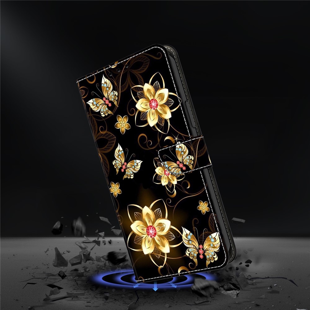 Smooth knížkové pouzdro na Samsung Galaxy A07 4G - zlatí motýli a květiny
