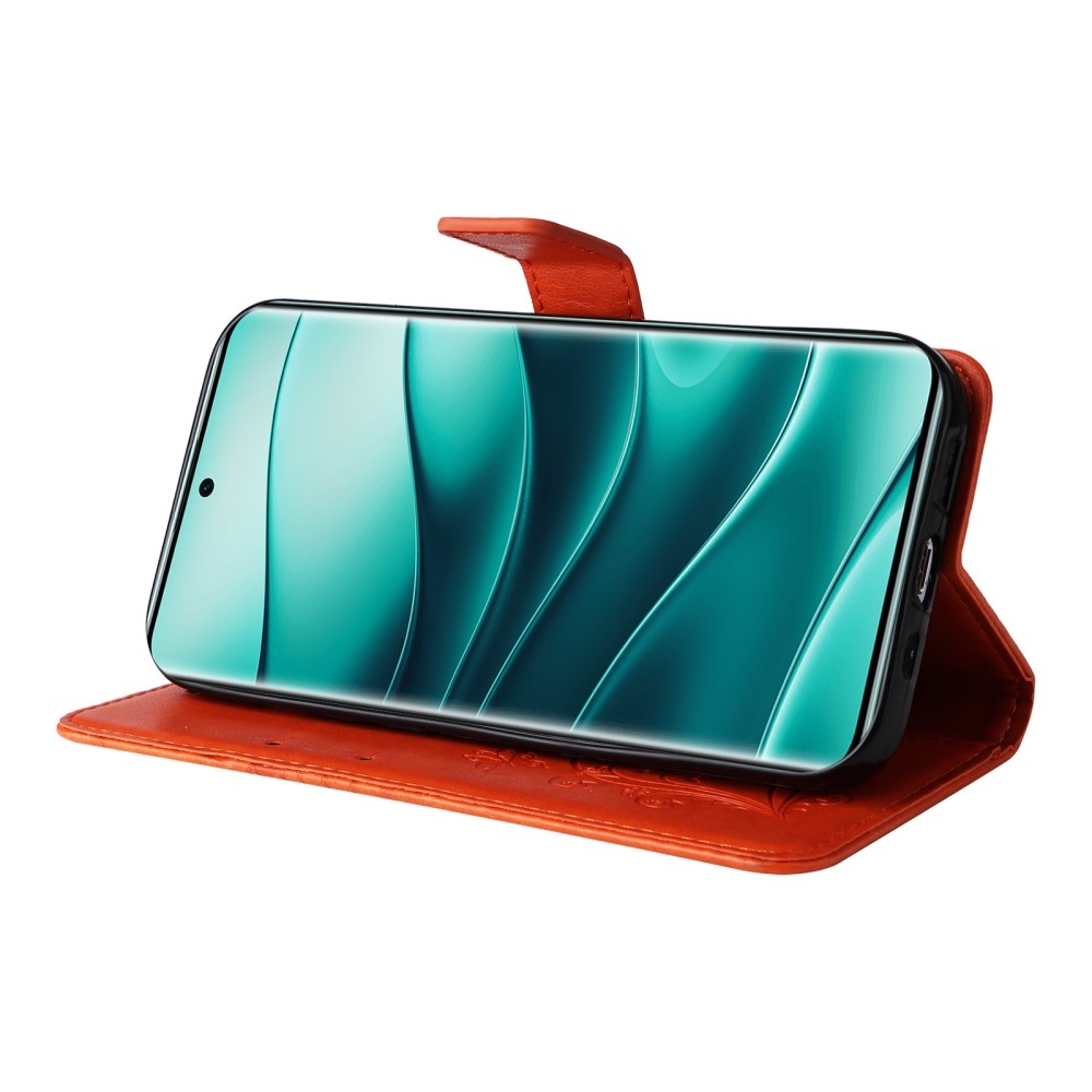 Big Butterfly knížkové pouzdro na Xiaomi Redmi Note 14 Pro 5G/Poco X7 5G/Note 14 Pro+ 5G - oranžové