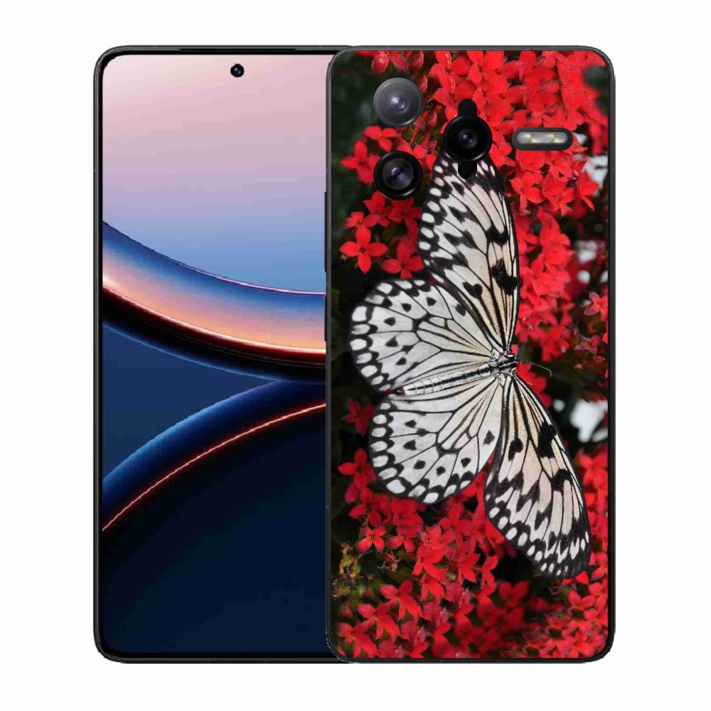 Gelový kryt mmCase na Xiaomi Poco F7 Ultra - černobílý motýl 1