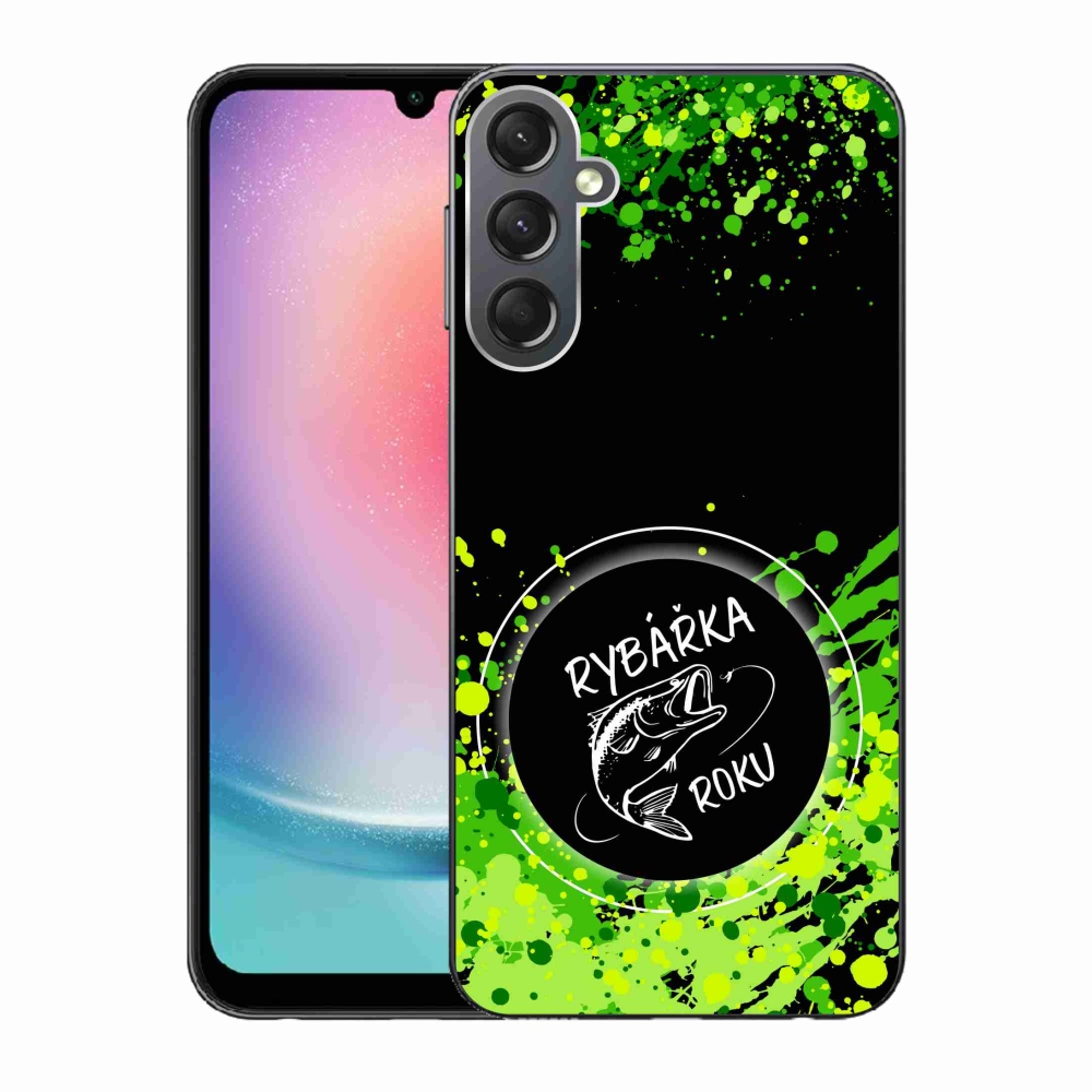 Gelový kryt mmCase na Samsung Galaxy A24 - rybářka roku černé pozadí