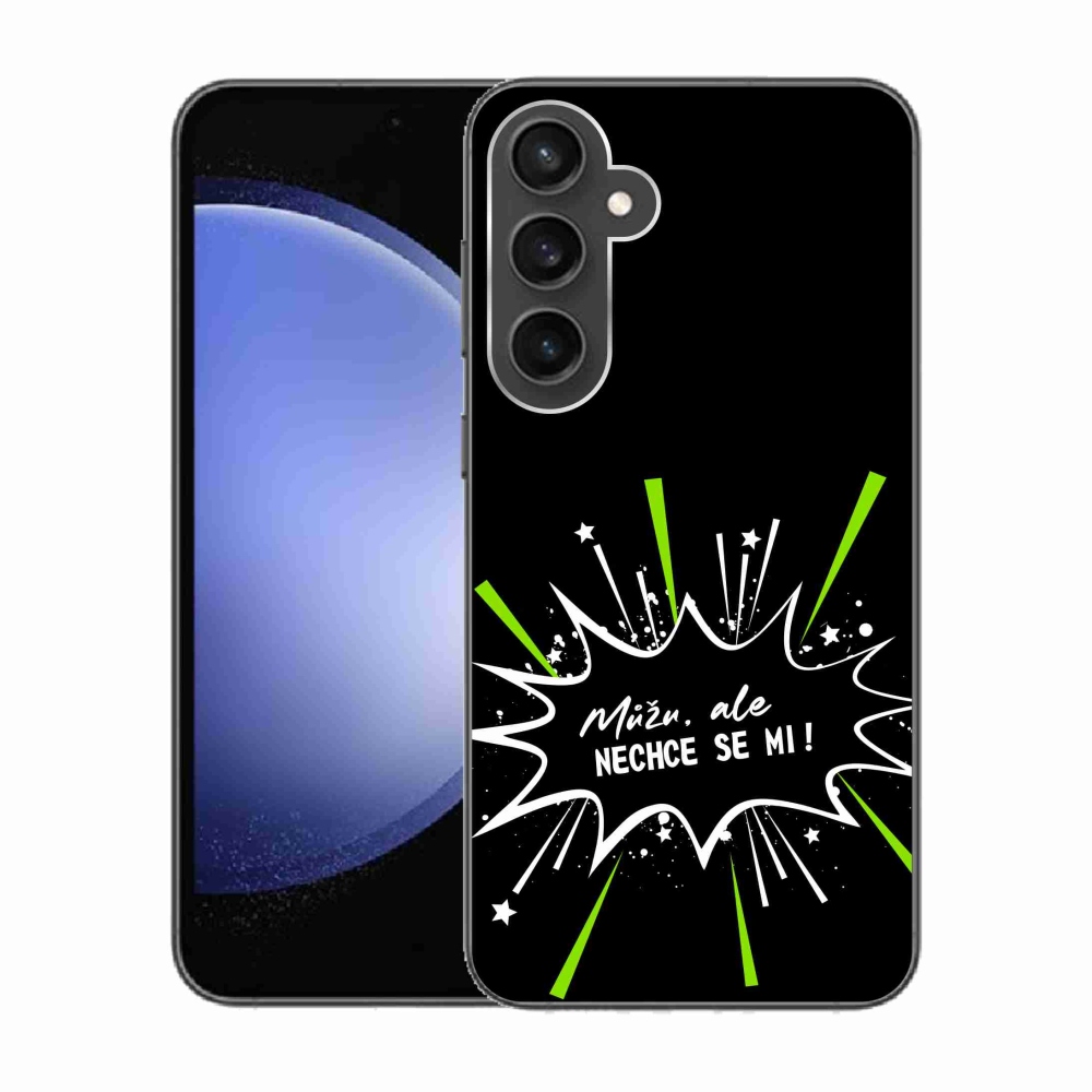 Gelový kryt mmCase na Samsung Galaxy S23 FE - vtipný text 11 černé pozadí