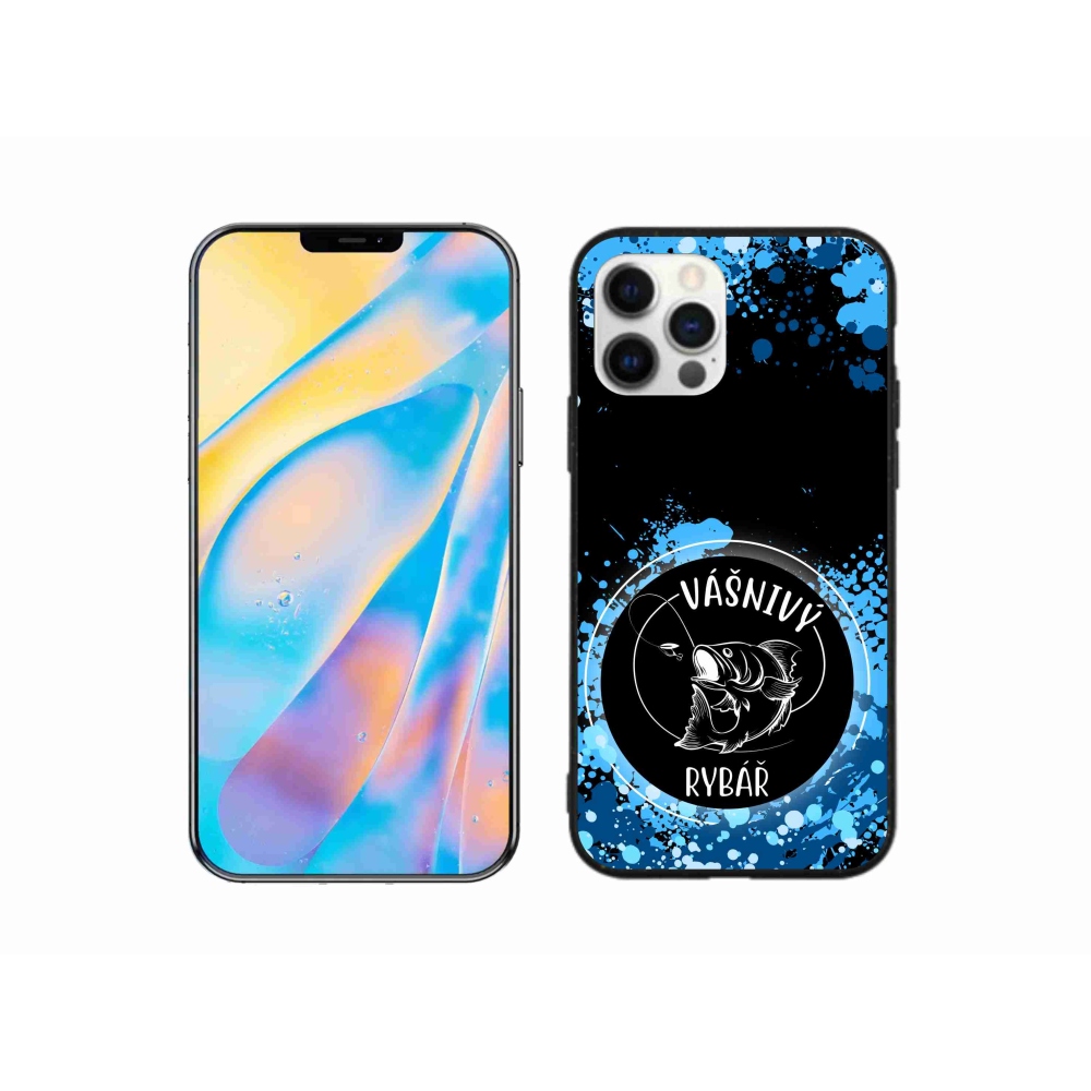 Gelový kryt mmCase na iPhone 12 - vášnivý rybář černé pozadí
