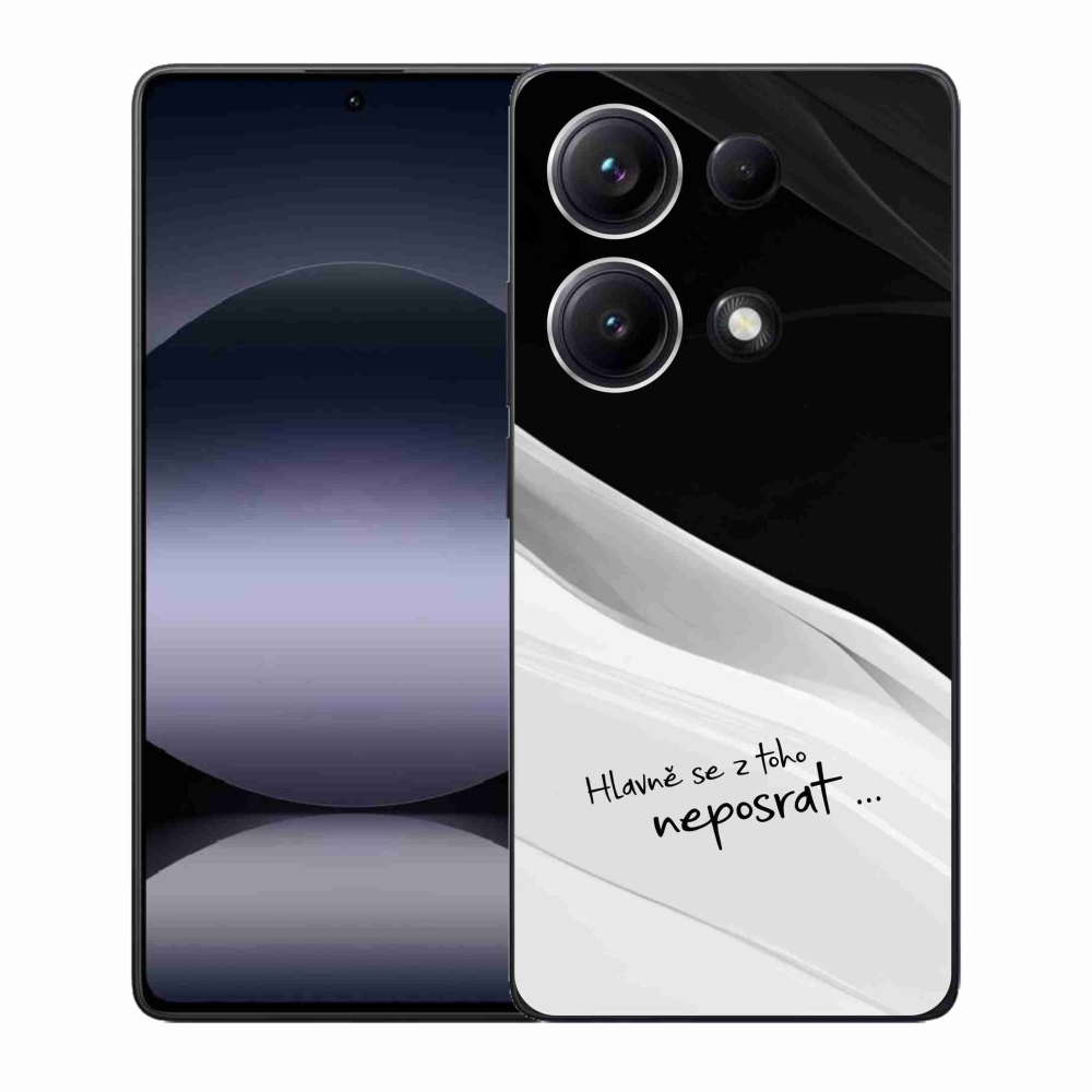 Gelový kryt mmCase na Xiaomi Redmi Note 14S - vtipný text 13 bíločerné pozadí