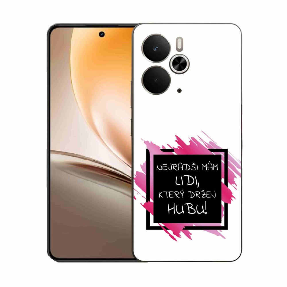 Gelový kryt mmCase na Realme 14 5G - vtipný text 7 černobílé pozadí