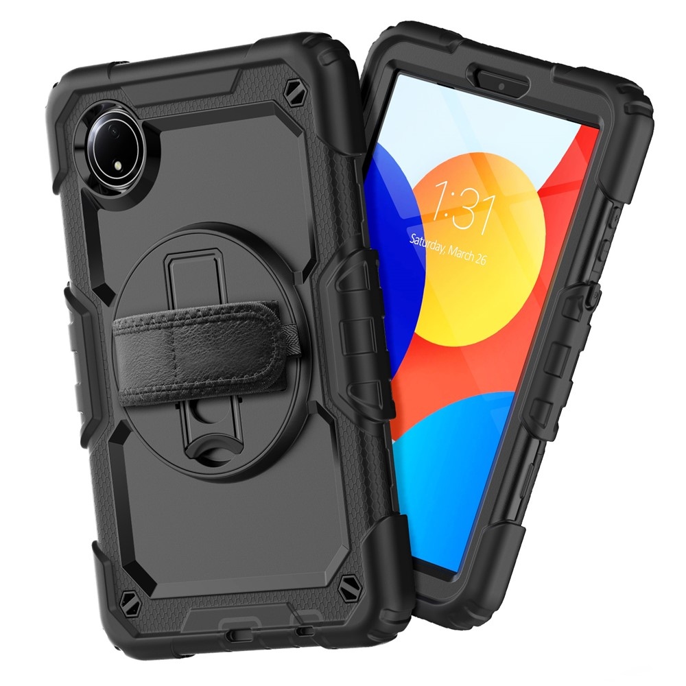 Strap odolný kryt s držákem na ruku a ramenním popruhem na Xiaomi Redmi Pad SE 8.7 - černý