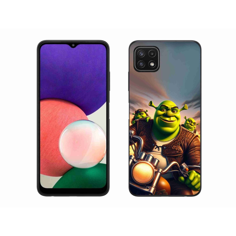 Gelový kryt mmCase na Samsung Galaxy A22 5G - shrek na motorce