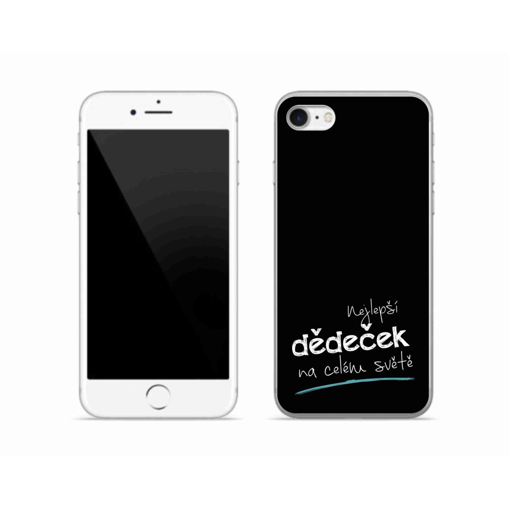Gelový kryt mmCase na iPhone SE (2022) - nejlepší dědeček 3 černé pozadí
