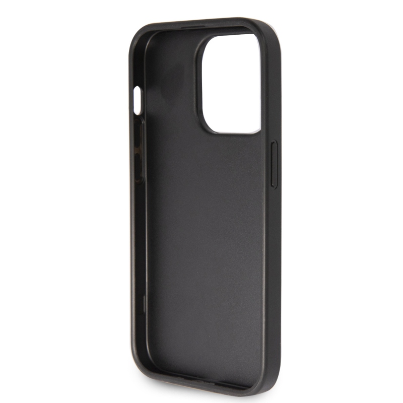 Guess PU Fixed Glitter 4G Metal Logo Zadní Kryt pro iPhone 15 Pro Max Black