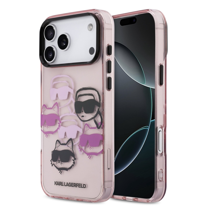 Karl Lagerfeld IML Multi K&CH Heads Zadní Kryt pro iPhone 17 Pro Max Pink