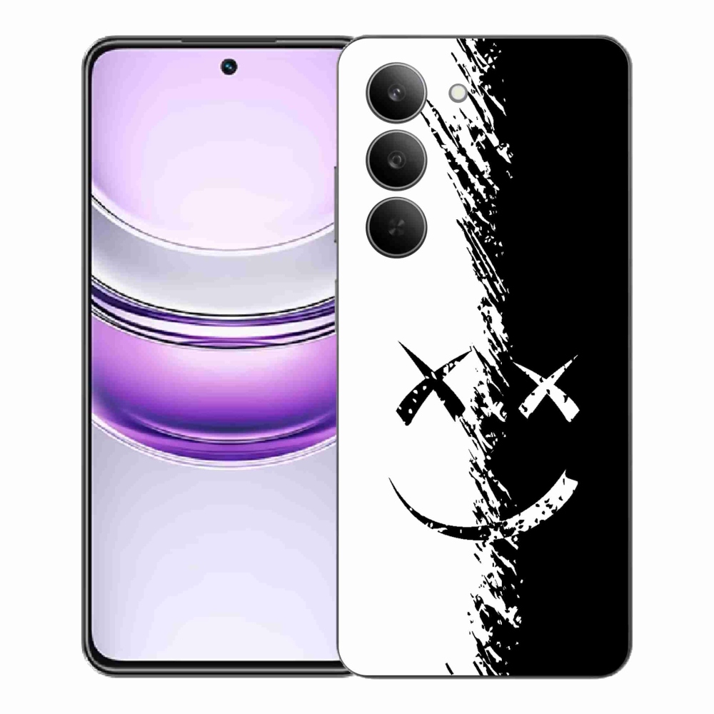 Gelový kryt mmCase na Realme 14x 5G - černobílý smajlík