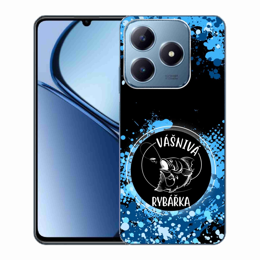 Gelový kryt mmCase na Realme C63 - vášnivá rybářka černé pozadí