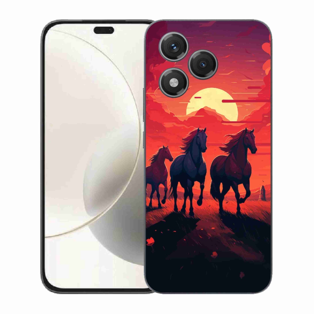 Gelový kryt mmCase na Honor 400 Lite - koně a západ slunce