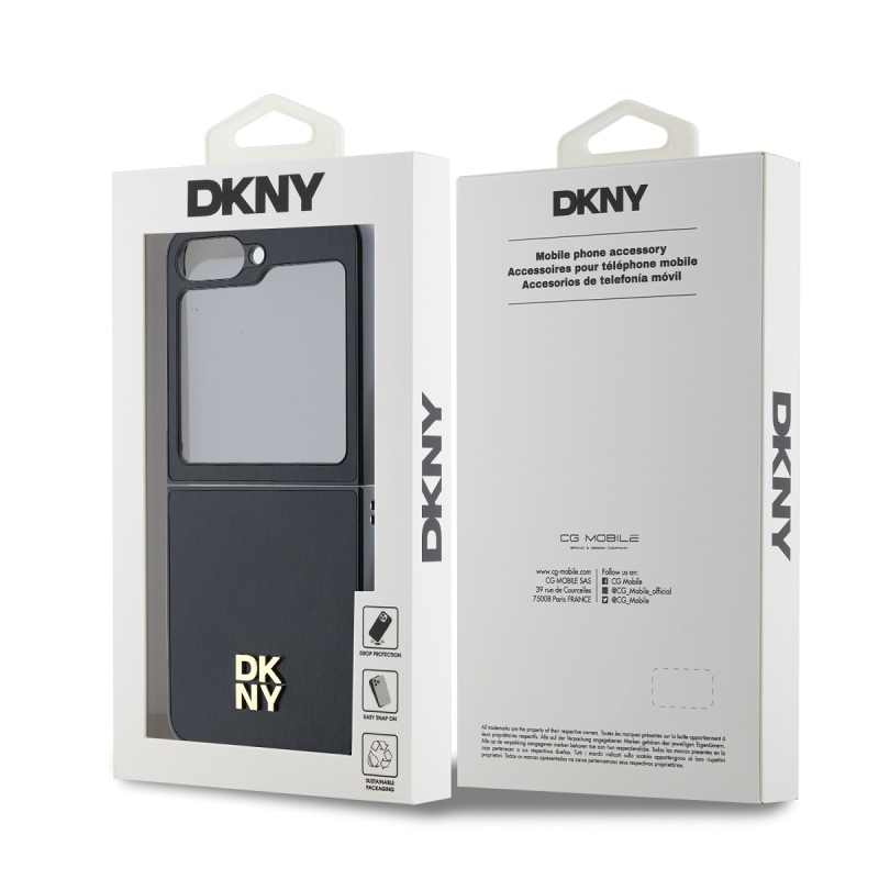 DKNY PU Leather Stack Logo Zadní Kryt pro Samsung Galaxy Z Flip 6 Black