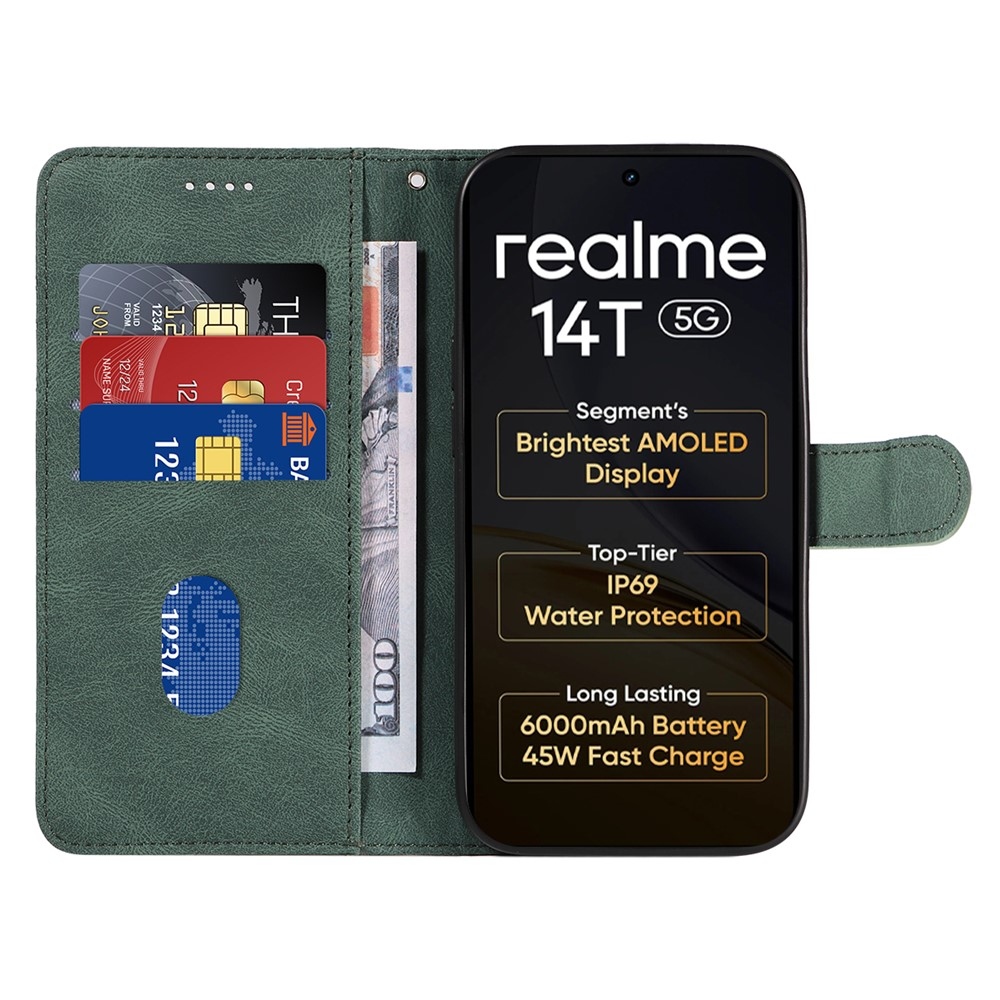Curved knížkové pouzdro na Realme 14 5G/14T 5G - zelené