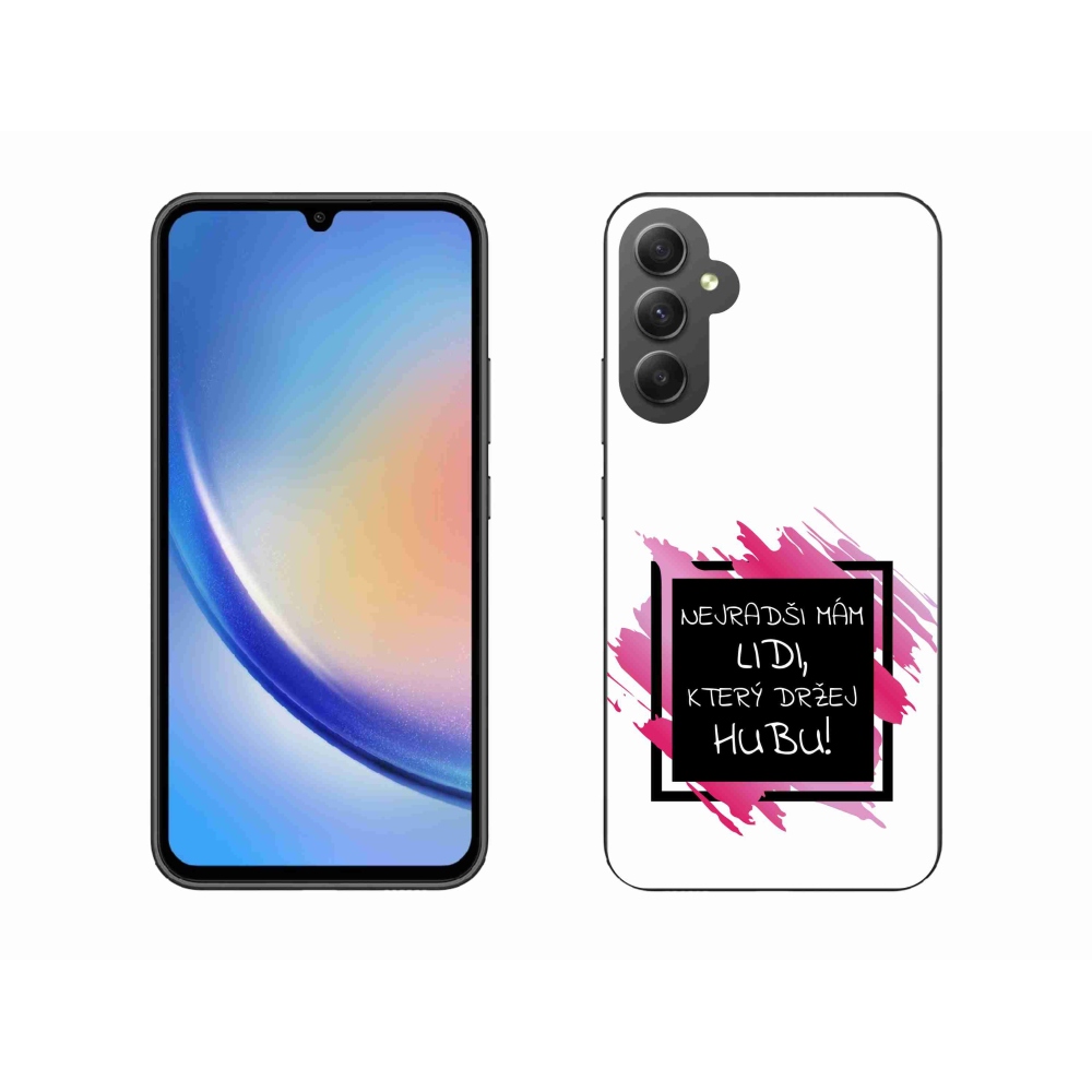 Gelový kryt mmCase na Samsung Galaxy A34 5G - vtipný text 7 černobílé pozadí