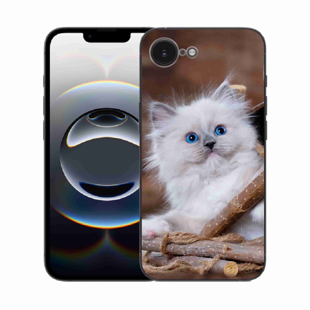 Gelový kryt mmCase na iPhone 16e - bílé kotě