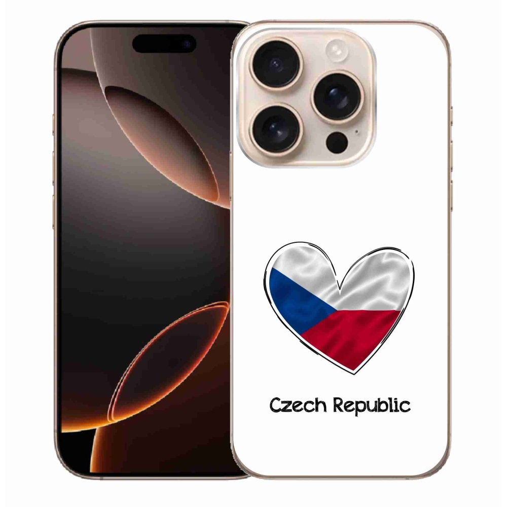 Gelový kryt mmCase na iPhone 16 Pro Max - vlajka srdce bílé pozadí