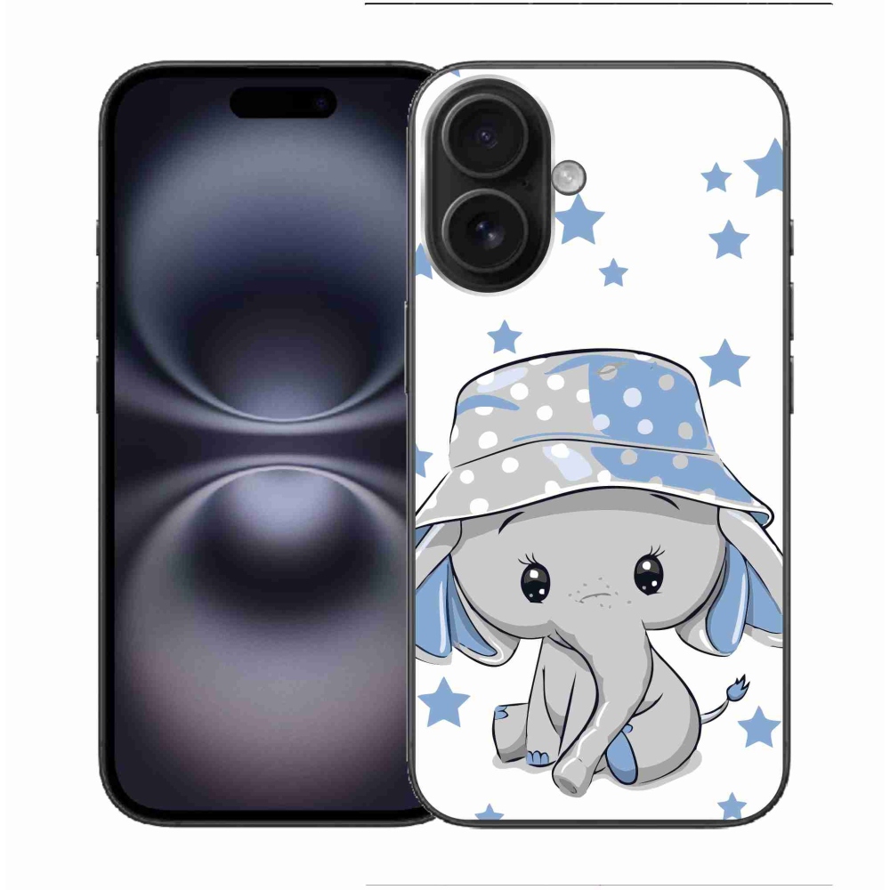 Gelový kryt mmCase na iPhone 16 - modrý slon
