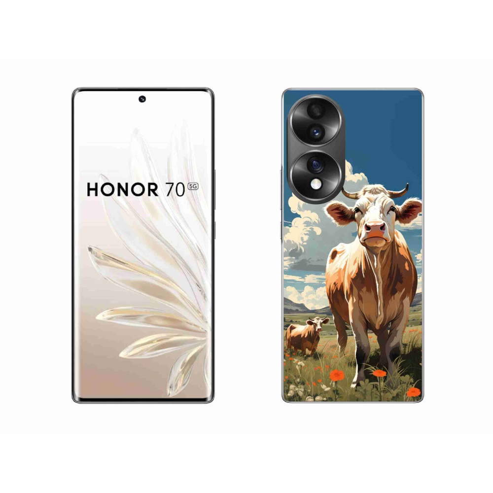 Gelový kryt mmCase na Honor 70 - krávy na louce