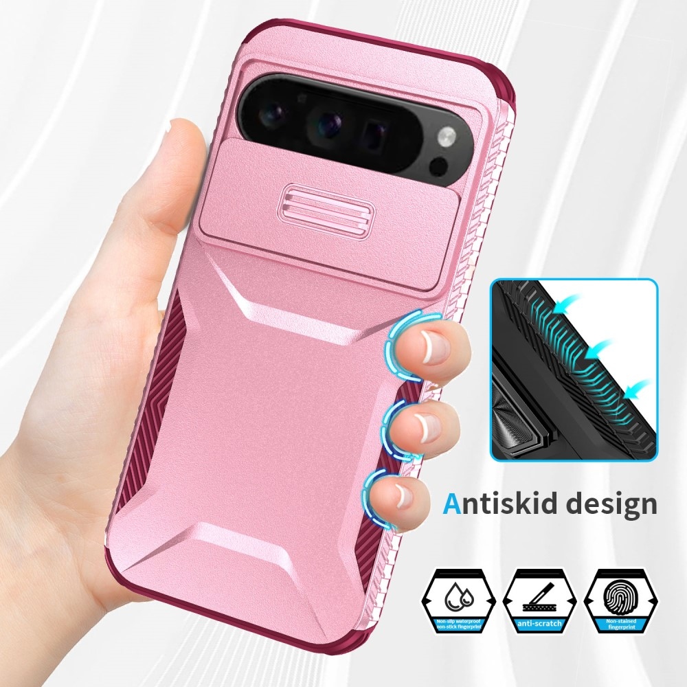 Lid odolný kryt na Google Pixel 9 Pro XL - růžový/vínový
