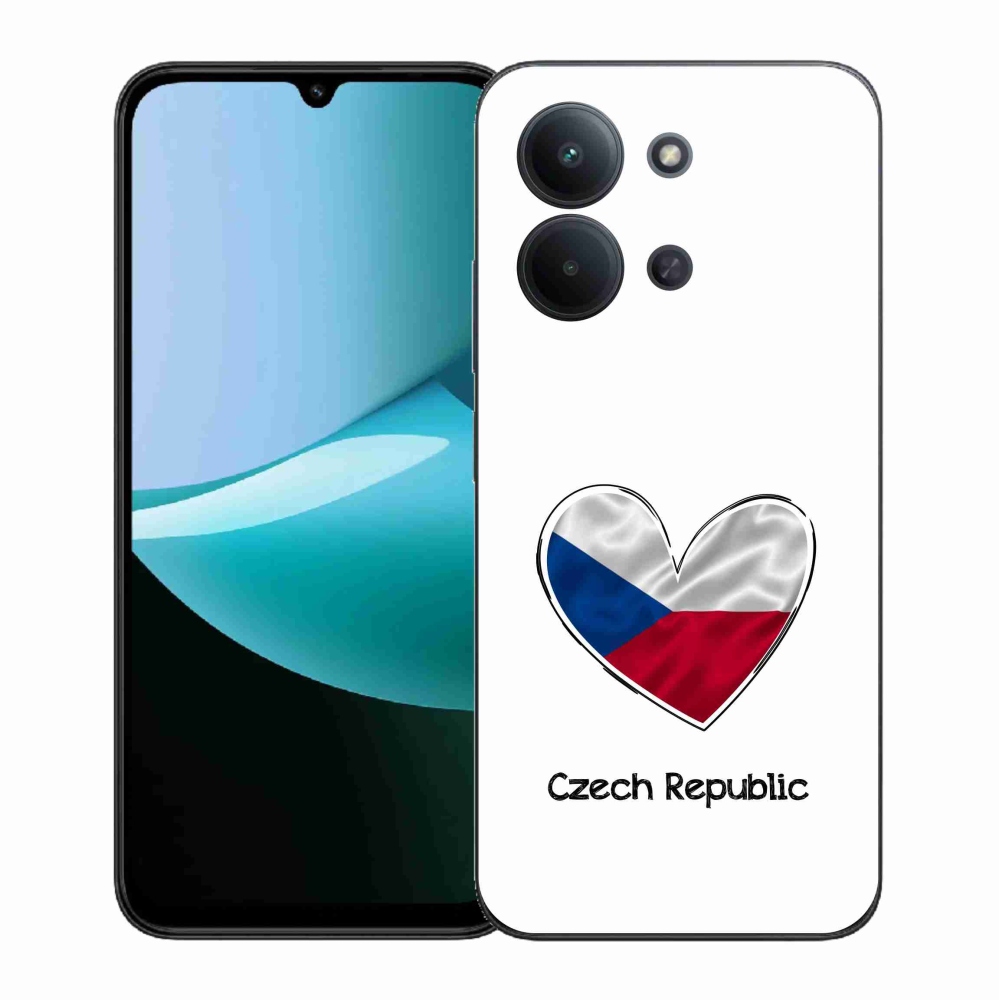 Gelový kryt mmCase na Xiaomi Redmi 15C 4G (171mm)/Poco C85 4G (171mm) - vlajka srdce bílé pozadí