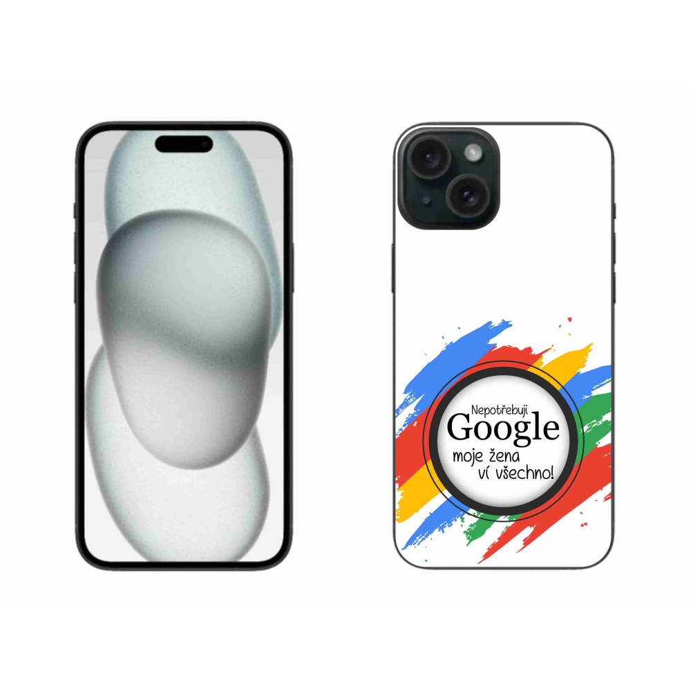 Gelový kryt mmCase na iPhone 15 Plus - žena ví všechno bílé pozadí