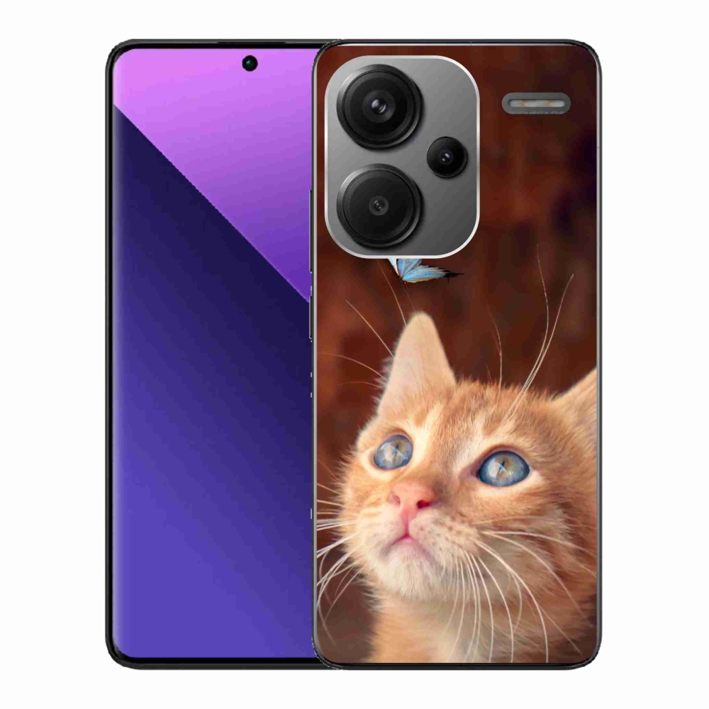 Gelový kryt mmCase na Xiaomi Redmi Note 13 Pro+ 5G - motýl a kotě