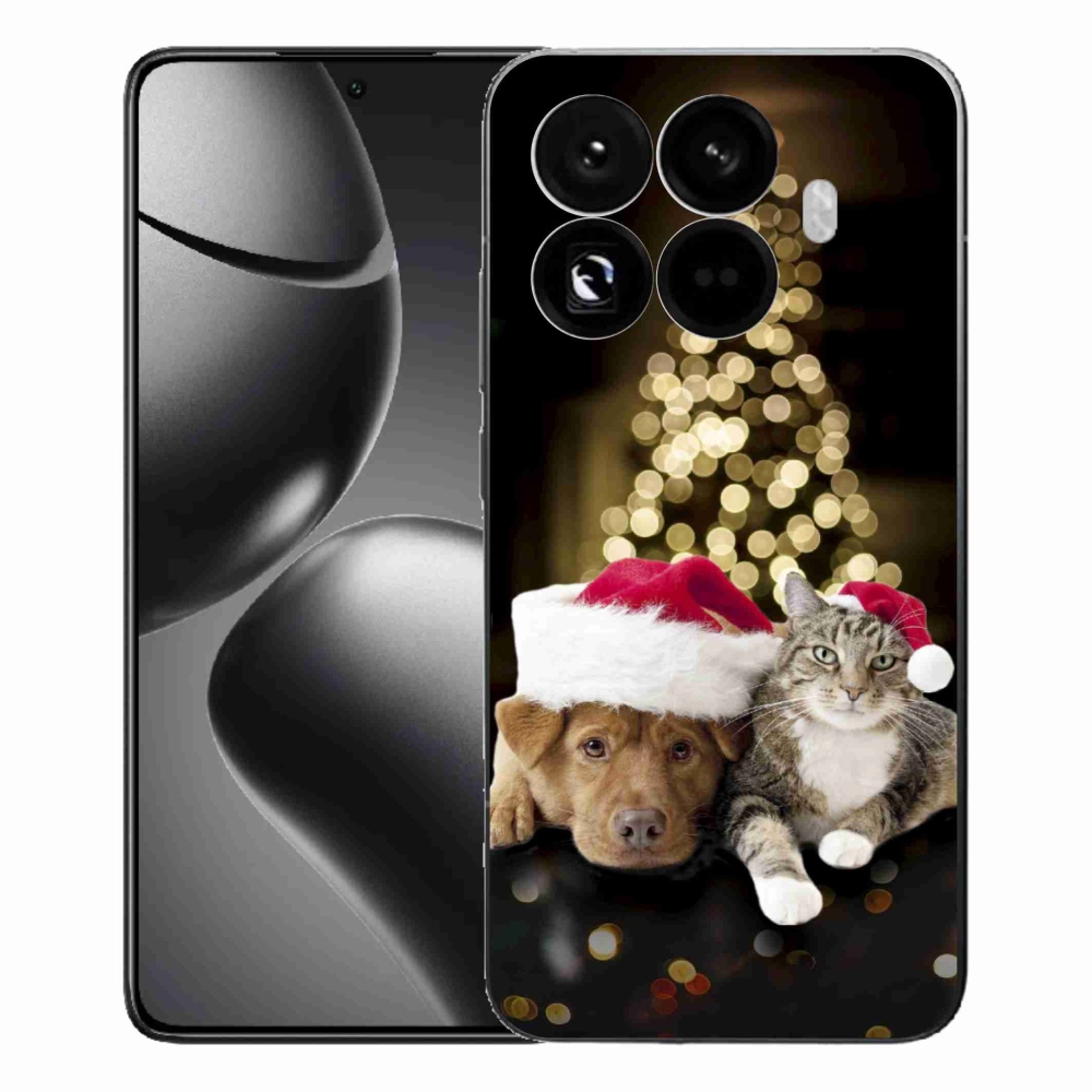Gelový kryt mmCase na Xiaomi 15T Pro - vánoční pes a kočka