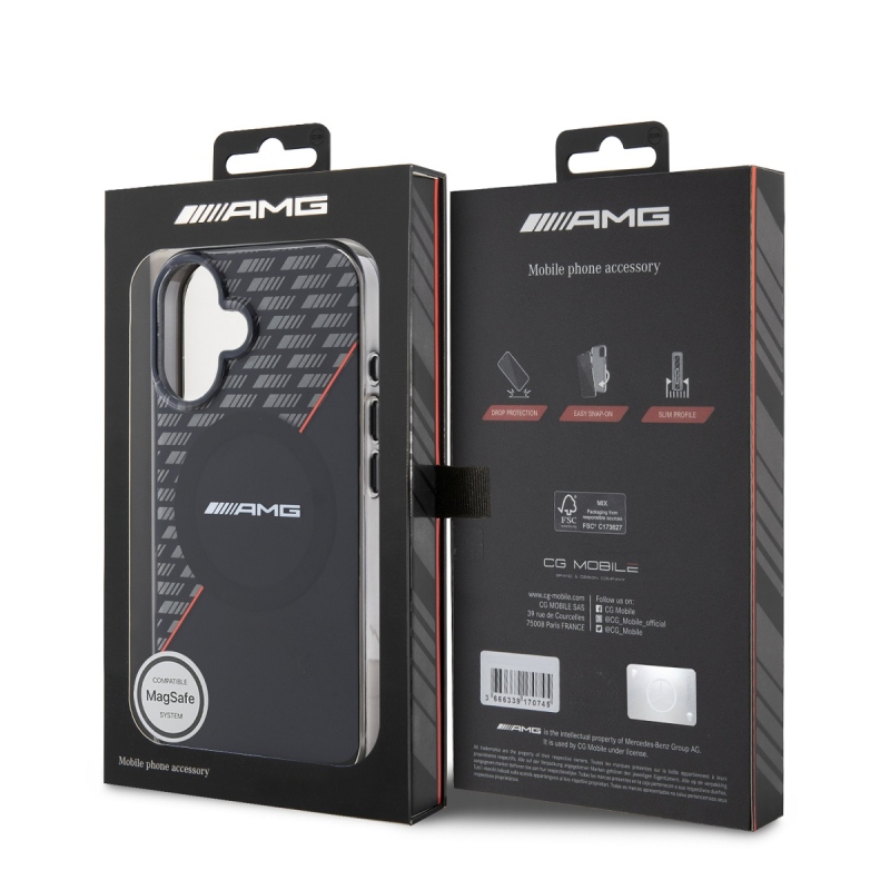 AMG Rhombs MagSafe Zadní Kryt pro iPhone 16 Plus Black/Red