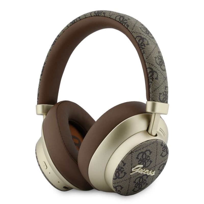 Guess PU 4G Gold Script Metal Logo ENC Bezdrátová Sluchátka Brown