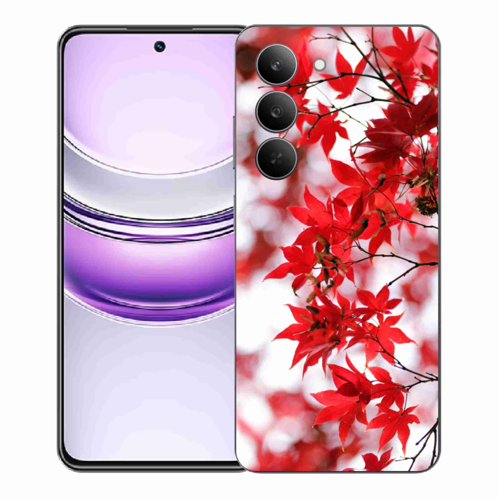 Gelový kryt mmCase na Realme 14x 5G - červené listy