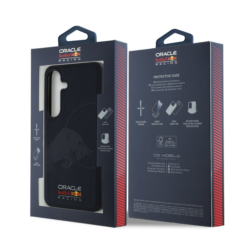 Red Bull Leather Meshed Debossed Logo MagSafe Zadní Kryt pro Samsung Galaxy S25 Navy