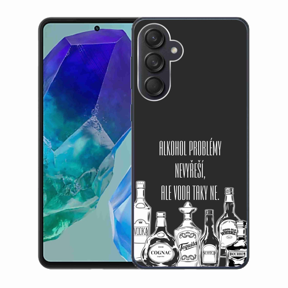 Gelový kryt mmCase na Samsung Galaxy M55 5G - vtipný text černé pozadí