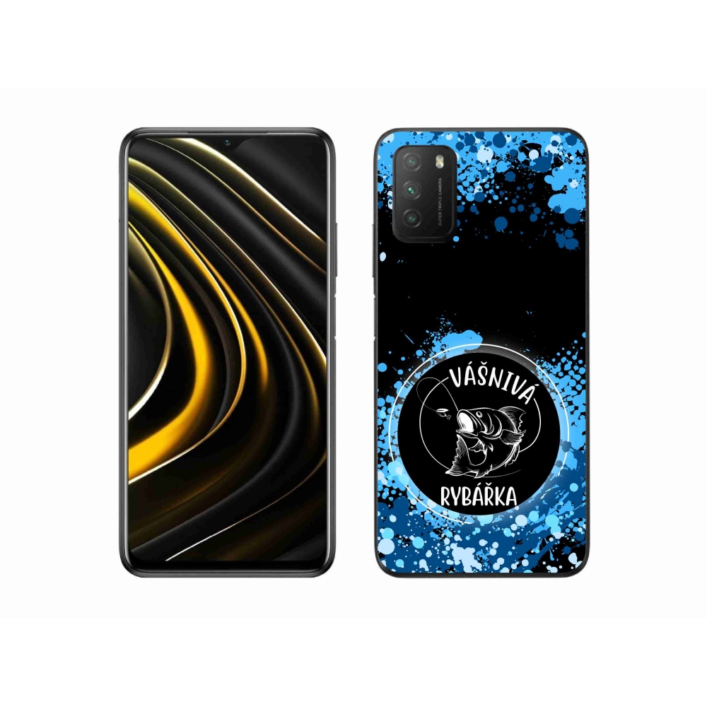 Gelový kryt mmCase na Xiaomi Poco M3 - vášnivá rybářka černé pozadí